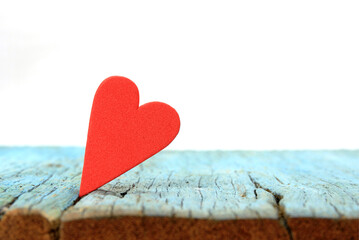 Love heart on wooden texture background. Valentine's day concept. Heart for Valentines Day Background.