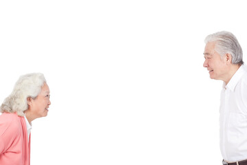 A group photo of a happy old couple