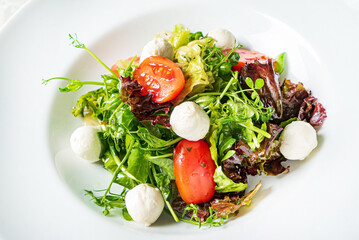 fresh salad with mozzarella and vegetables