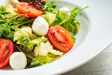 fresh salad with mozzarella and vegetables