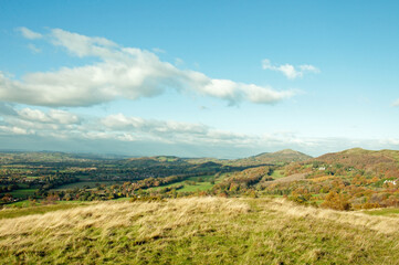 Fototapeta premium Blue skies and landscape in the Malvern hills.