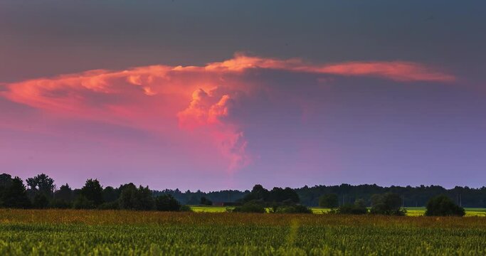 Cumulonimbus torm cloud rising in the sky, a powerfull updraft, supercell cloud