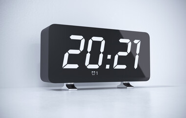2022 black electronic clock shows time