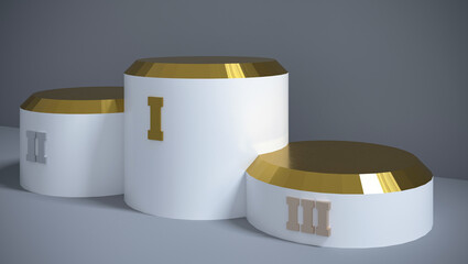 White gold cylinder wide podium numbers