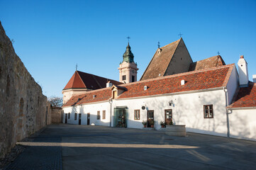 Fototapeta na wymiar City wall and old quarter on the village of Rust in Burgenland Austria