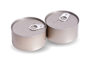 Canned food isolated on white background