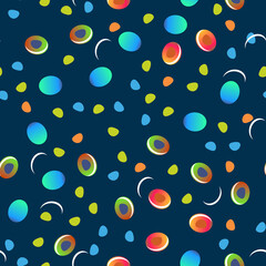 Childrens texture. Seamless pattern on a blue background. Abstract spots of different colors.