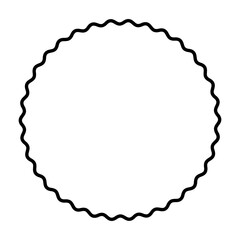 One bold wavy line forming a black circle frame. Circle frame, made by a black serpentine line. Snake-like circular frame, a decorative surround. Isolated illustration on white background. Vector.
