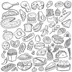 Handdrawn Various Outline Food