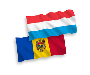 Fototapeta premium Flags of Moldova and Luxembourg on a white background
