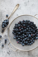 A bowl with fresh ripe blueberry