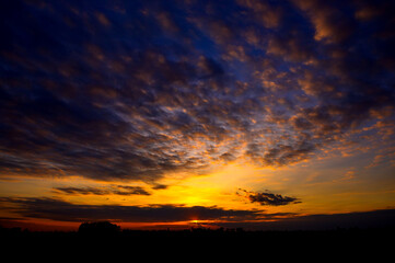 Beautiful Sunset with dramatic sky clouds.Sunrise with cloud.Vivid sky on dark clouds.Long shots photo background for use.
