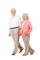 A group photo of a happy old couple 