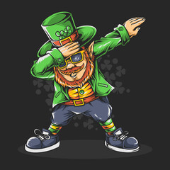 Dabbing St. Patrick's Day bearded man in glasses and hat