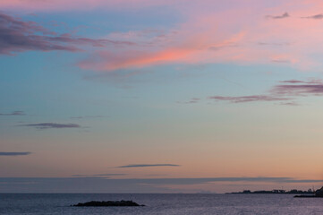 Sunset beach with cloud, beautiful beach in Thailand.