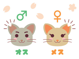 耳カットした地域猫のペアのイラスト