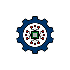 Artificial intelligence processor service chipset. Illustration of technology and artificial intelligence. Vector icon