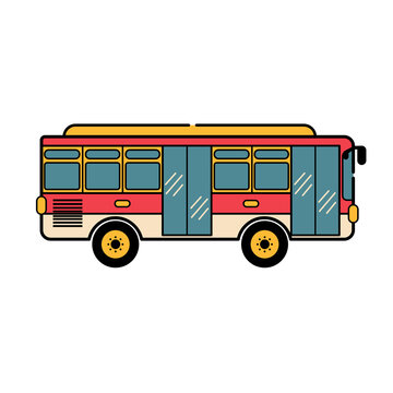 bus isolated on white background. Vector illustration in flat cartoon design. 