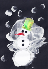 Obraz premium Gemalter Schneemann als Weihnachtskarte