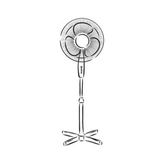 electrical fan is working vector cartoon, illustration isolated on white background. hand drawn, sketch