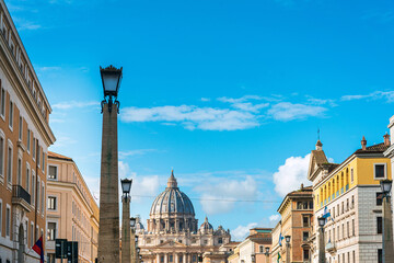 Fototapeta na wymiar VATICAN CITY, VATICAN - January 18, 2018: Street view of Vatican city