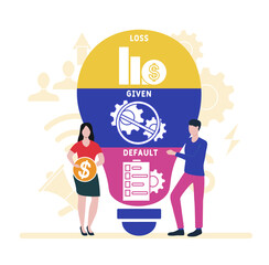 Flat design with people. LGD - Loss Given Default acronym, business concept background.   Vector illustration for website banner, marketing materials, business presentation, online advertising.