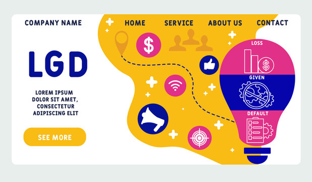 Vector website design template . LGD - Loss Given Default   acronym. business concept background. illustration for website banner, marketing materials, business presentation, online advertising. 