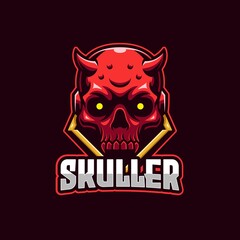 Red Skull Devil E-sports Logo Template