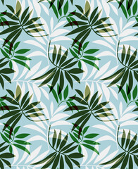 Fototapeta na wymiar Seamless graphic leaf pattern, plant print. 
