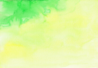 Watercolor light green and yellow background painting. Abstract bright watercolour texture.