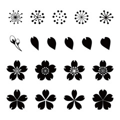 Cherry blossom icon. Vector illustration set. White background.
