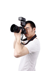 A young male photographer with a camera