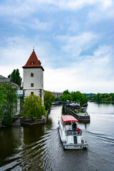 Prague river and boat