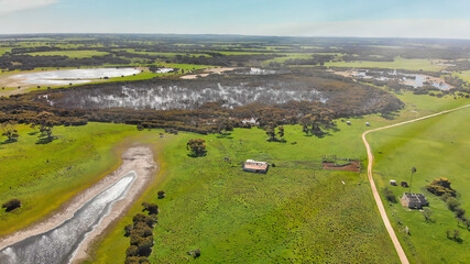 Fototapeta na wymiar Aerial view of beautiful Kangaroo Island countryside - Australia