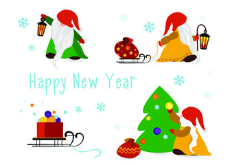 Little gnomes are preparing for the New Year and Christmas