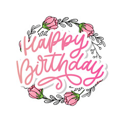 Happy Birthday lettering calligraphy brush vector typography text illustration