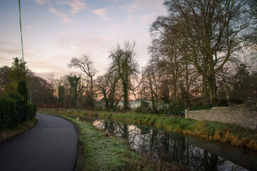 Fototapeta na wymiar Foggy Sunrise at Irish Canal