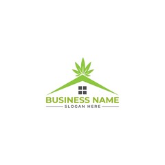 cannabis home  logo. hemp weed marijuana cbd oil house logo
