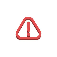 Alert vector icon 3d style. Rounded triangle with exclamation icon.