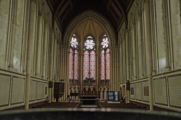 Aisle of historic church of St Mary, Itchen Stoke, Hampshire