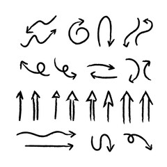 Hand drawn arrows collection. Arrow doodle set. Hand drawn graphic elements.