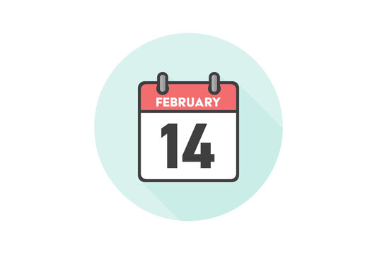 バレンタインデーのイメージ素材：シンプルで見やすい 2月14日の日めくりカレンダーのアイコン・丸