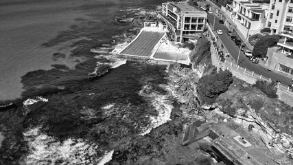 Bondi Beach coastline, Sydney. Aerial view
