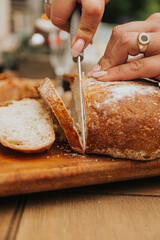 decorated Christmas table full of food