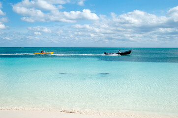 Fototapeta na wymiar Riding Banana Boat on Grand Bahama Island