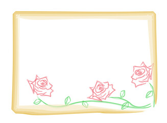 薔薇の花と金色のメッセージ枠のベクター素材	