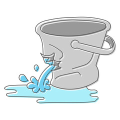 bucket leaking hand drawn design vector illustration