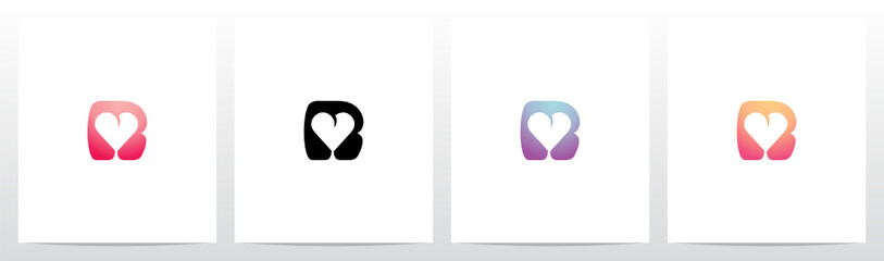 Heart On Letter Logo Design R