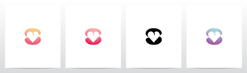 Heart On Letter Logo Design S