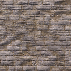 Desert limestone brick wall, old uneven yellow brick wall, background texture. 3D-rendering